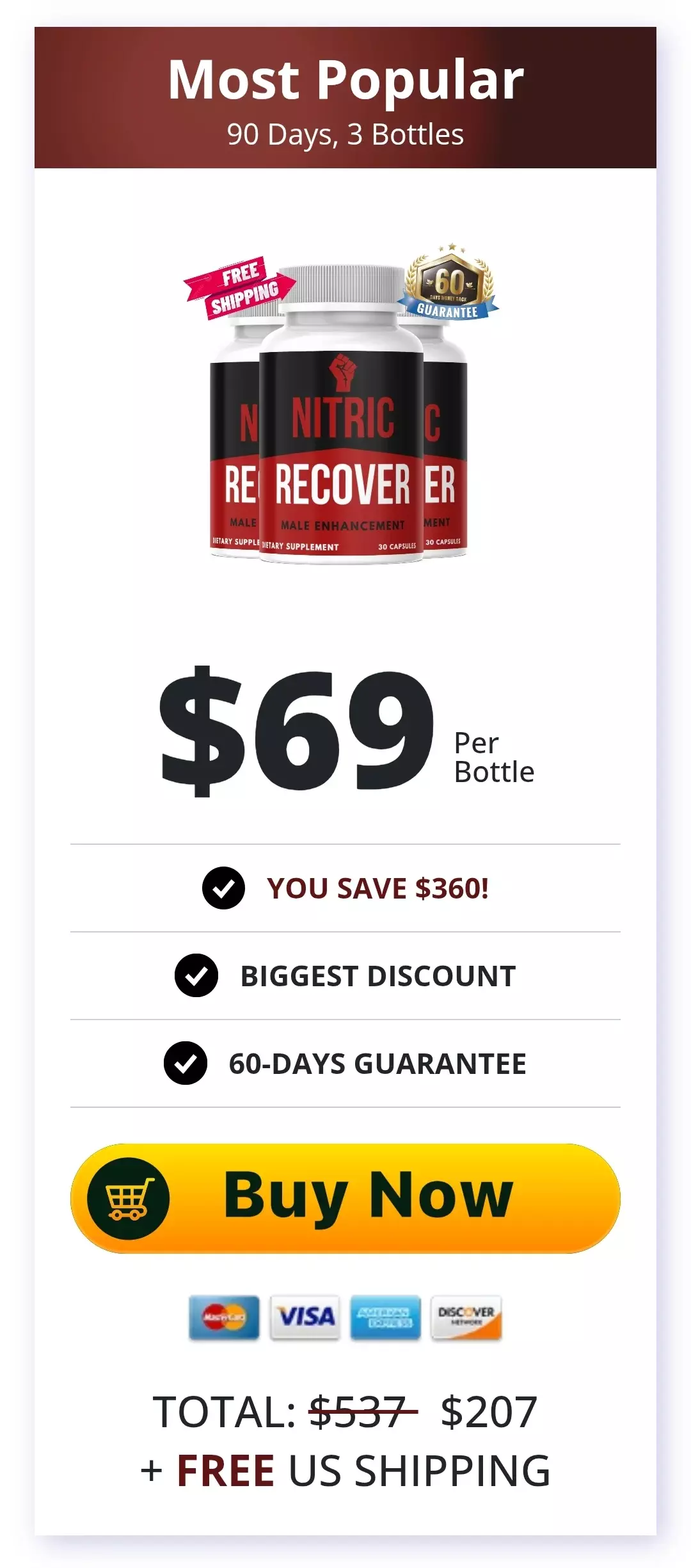 Nitric Recover™ 3 bottles pricing